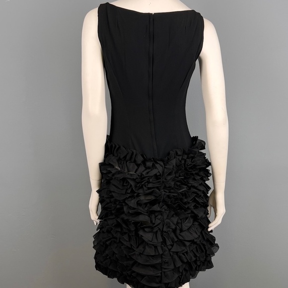1960s Frilly Fitted Black Cocktail/Party Dress, Size S - Picture 4 of 10
